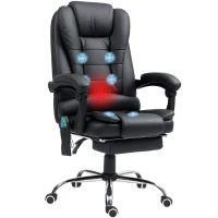 Vinsetto Ergonomic Massage Office Chair with 6-Point Vibrating & Heated Lumbar Support, Executive High Back Computer Desk Chair with Footrest, 135° Reclining, PU Leather, Black(m-10)