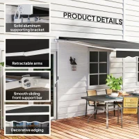 Outsunny Garden Retractable Awning - Black(m-7)