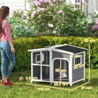 PawHut Wooden Dog Kennel with Removable Floor, Asphalt and Openable Roof, Giant Window for Large Dogs, Charcoal Grey(m-3)
