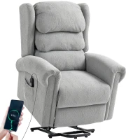 HOMCOM Velvet-Feel Electric Riser Recliner Chair - Grey(m-10)
