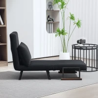 HOMCOM 4-in-1 Velvet-Feel Single Chair Bed, with Pillow - Black(m-7)