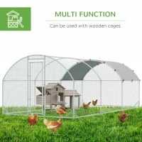 PawHut Galvanised Chicken Coop Hen House w/ Cover 5.7 x 2.8 x 2m(m-5)