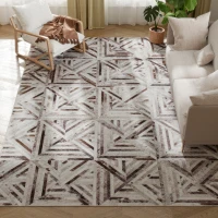 HOMCOM Modern Area Rug, Triangle Pattern Non-Slip Washable Rug, Chenille Floor Carpet for Living Room, Bedroom, Dining Room, Home Office, 290 x 200 cm, Brown(m-10)