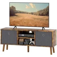 HOMCOM TV Cabinet Stand Unit for TVs up to 50'' with Foldable Drawers, Entertainment Centre for Living Room Rustic Brown(m-11)