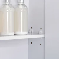 kleankin Bathroom Cabinet with Mirror, Wall Mounted Bathroom Mirror Cabinet with Adjustable Shelf, 2 Doors Storage Cupboard, White(m-9)
