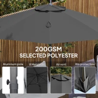 Outsunny 3 x 3m Overhanging Cantilever Parasol - Black(m-7)