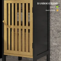 HOMCOM Bamboo-Blend Retro Cut-Out Bathroom Storage Unit, with Cupboard(m-5)