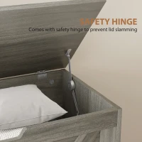 HOMCOM 100L Home Storage Box, with Safety Hinges - Charcoal Grey(m-5)