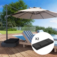 Outsunny Parasol Weights Set of 2, Parasol Base Weights Bags, 25kg Fillable Sandbag Weights with Handles, Cantilever Umbrella Base Weights, Black(m-9)