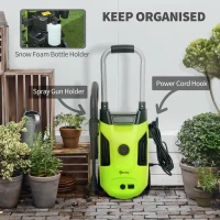 Outsunny 1800W 150-Bar Pressure Washer, with Adjustable Nozzle - Green(m-7)