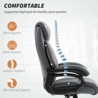 HOMCOM Super Padded Faux Leather Office Chair - Charcoal Grey(m-4)
