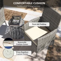 Outsunny 2 Pieces Rattan Garden Chairs Dining Chair Set with Cushion, Mixed Grey(m-5)