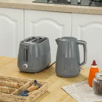 HOMCOM Kettle and Toaster Set, 1.7L 3000W Fast Boil Kettle & 2 Slice Toaster Kitchen Set with 7 Level Browning Controls, Defrost, Reheat, Boil-dry Protection, Grey(m-2)