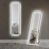 HOMCOM 150 x 40cm Full Length Mirror, with Adjustable Lights - Black(m-10)