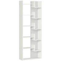 HOMCOM Modern Book Shelf with 11 Open Shelves, 6-Tier Bookcase, Freestanding Shelving Unit for Home Office and Study, White(m-10)