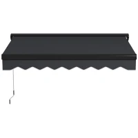 Outsunny 3 x 2.5m Electric Awning with LED Light, Aluminium Frame Retractable Awning Sun Canopies for Patio Door Window(m-11)