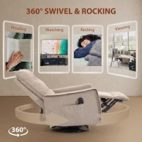 HOMCOM Recliner Armchair, Chenille Recliner Chair with Massage and Heat, 360° Swivel Rocking Manual Recliner, Brown(m-6)