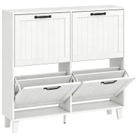 HOMCOM Armário para Sapatos 4 Gavetas Basculantes Salva-espaço com Prateleiras Reguláveis Branco(m-1)