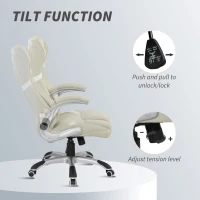 Vinsetto Linen-Look Office Chair, with Adjustable Height and Tension - Beige(m-5)