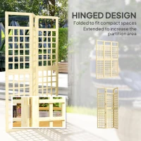 Outsunny 3-Panel Garden Privacy Screen, Freestanding Foldable Wooden Outdoor Divider/Trellis, Decorative Privacy Screen for Garden Patio, 120 x 170 cm, Natural Wood Finish(m-5)