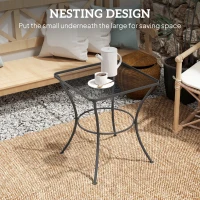 Outsunny 60cm Square Garden Table, Outdoor Metal Bistro Side Desk with Mesh Top, Black(m-4)