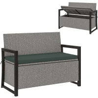 Outsunny 151.5L Storage Garden Bench, with Cushion - Grey(m-10)