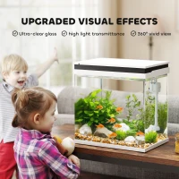 PawHut 26L Glass Fish Tank With Filter System, LED Lights, Water Pump, White(m-7)