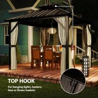 Outsunny 3x3 m Hardtop Gazebo Canopy with UPF50+ Double Galvanised Steel Roof, Aluminium Garden Gazebo Permanent Pavilion, Brown(m-8)