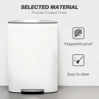 HOMCOM 50L Kitchen Bin with Soft-Close Lid and Stay-Open Function, Stainless Steel Pedal Bin with Removable Inner Bucket, Carry Handle for Kitchen, Office, Home, Cream(m-6)