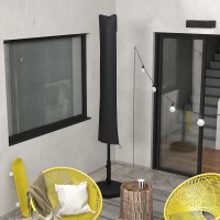 Outsunny Parasol Cover, Cantilever Umbrella Cover for 2-3.5 m Parasols, 420D Oxford Fabric Banana Umbrella Protector with Zipper for Outdoor Garden, Patio, Black(m-2)