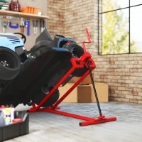HOMCOM 400 kg Foldable Ride-On Mower Jack Lift, Adjustable Steel Lifting Device, for Lawn Mower, ATV, Red(m-8)