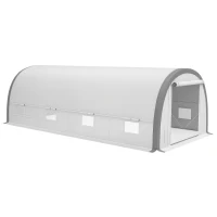 Outsunny 6 x 3(m) Polytunnel Greenhouse with Upgraded Structure, Mesh Door and Windows, 15 Plant Labels, White(m-10)