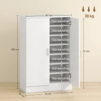 HOMCOM Scarpiera con 2 Ante, 6 Ripiani Regolabili e Cerniere Soft-Close, per 21 Paia, Legno Naturale(m-3)