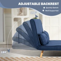 HOMCOM Two-Seater Linen-Look Sofa Bed - Dark Blue(m-5)