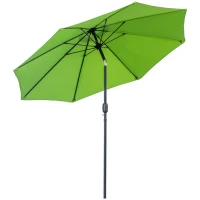 Outsunny 2.7M Garden Parasol Umbrella with Glass Fibre Ribs and Aluminium Frame, Tilting Sun Shade Shelter Canopy, Light Green(m-1)
