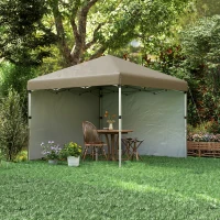 Outsunny 3 x 3 (M) Pop Up Gazebo, UPF 30+ with 2 Sidewalls, Leg Weight Bags and Wheeled Bag, Height Adjustable Party Tent Event Shelter for Garden, Patio, Khaki(m-9)