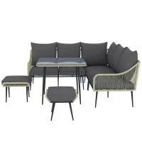 Outsunny Six-Piece Rattan Strong Garden Sofa Set - Grey(m-1)