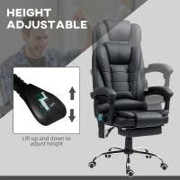 Vinsetto Ergonomic Massage Office Chair with 6-Point Vibrating & Heated Lumbar Support, Executive High Back Computer Desk Chair with Footrest, 135° Reclining, PU Leather, Black(m-6)