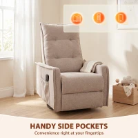 HOMCOM Recliner Armchair, Chenille Recliner Chair with Massage and Heat, 360° Swivel Rocking Manual Recliner, Brown(m-7)