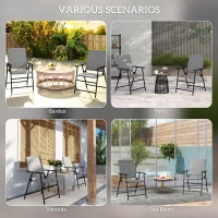 Outsunny Set of Two Folding Rattan Seat Chairs - Grey(m-7)