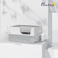 PawHut Stainless Steel Litter Box with Detachable Rim, Scoop, Easy Cleaning, Odour-Resistant, 60 x 40 x 28 cm(m-3)