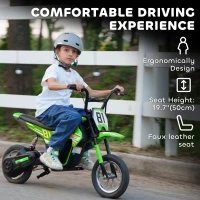 AIYAPLAY Kids Electric Motorbike, 24V Ride On Motorcycle with 3 Speeds and Rear Suspension, Dirt Bike for 8-12 Years Old, Green(m-7)