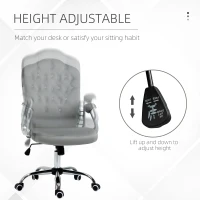 Vinsetto Velvet-Feel Work Chair, with Diamante Back - Grey(m-4)
