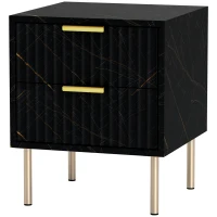 HOMCOM Elegant Two-Drawer Bedside Table - Black(m-11)
