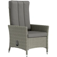Outsunny 105°-150° Reclining Rattan Chair - Grey(m-1)