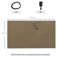 Outsunny 4 Pack Replacement Gazebo Curtains Privacy Panel for Most 3 x 4m Gazebo Canopy Pavillion Outdoor Shelter Sidewalls Accessories Dark Brown(m-3)