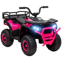AIYAPLAY 12V Kids Electric Ride on ATV, Battery-Powered Quad Bike w/ Spring Suspension, Forward Backward, Storage Basket, Pink(m-10)