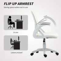 HOMCOM Breathable Mesh Office Chair, Ergonomic Swivel Computer Chair with Flip-up Armrests, Lumbar Back Support for Home/Office, White(m-7)
