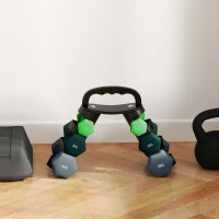 SPORTNOW Dumbbells Set with Storage Rack, 2 x 1kg, 2 x 3kg, 2 x 5kg, Green(m-9)