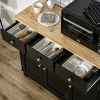 HOMCOM Sideboard with Rubberwood Top and Adjustable Shelves for Dining Room, Kitchen - Black(m-9)